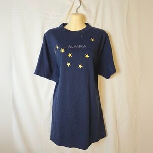 Vintage Christine Alexander Navy Blue Alaska T-Shirt with Yellow Stars